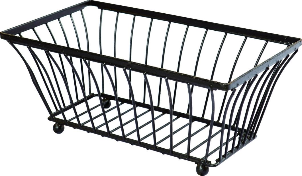 Rectangular Flower Ground Black metal garden basket for Plants with