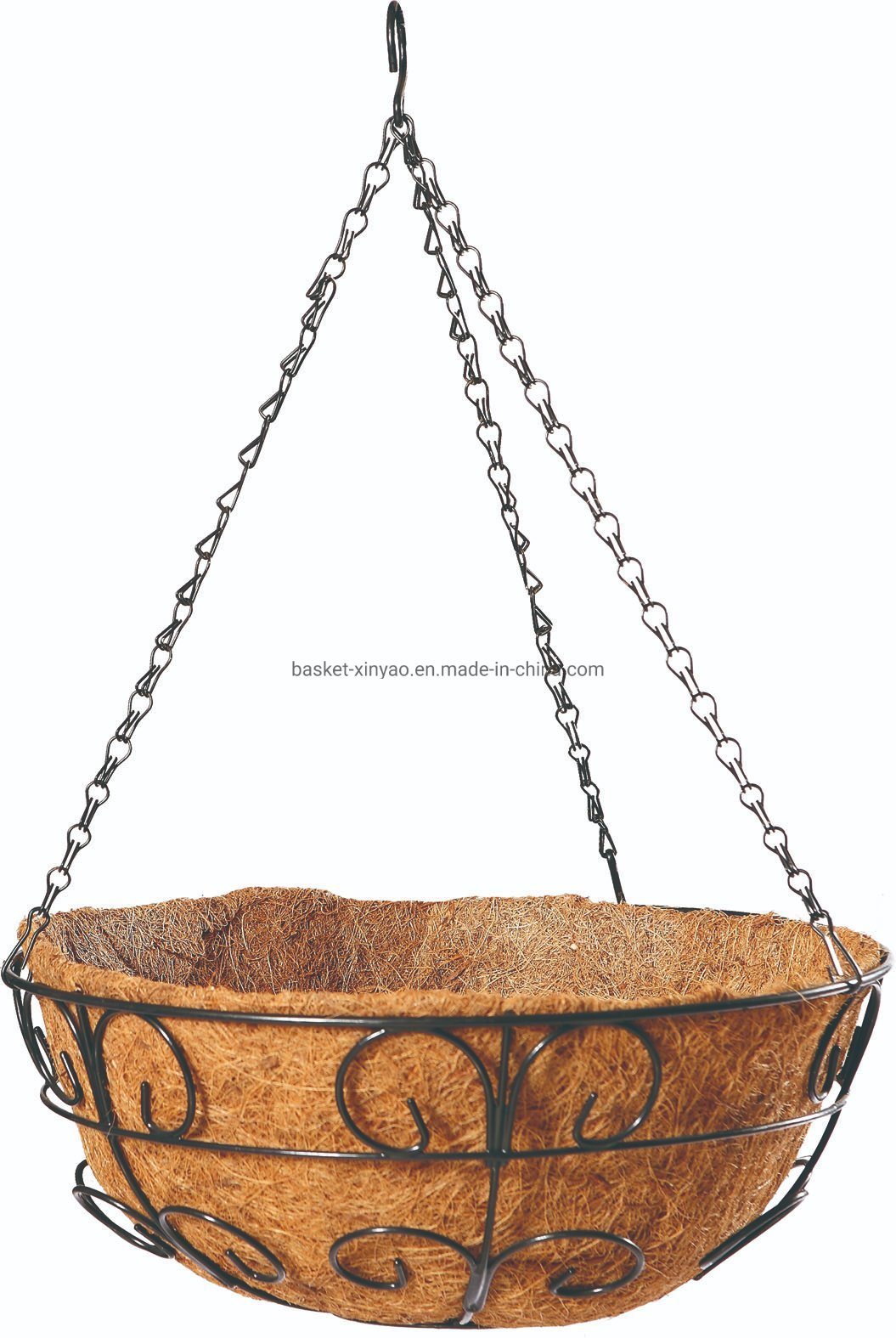 Garden Decoration Iron Wire Hanging Basket With Coco Liner And Chain For Plants 3 Sizes From 8037